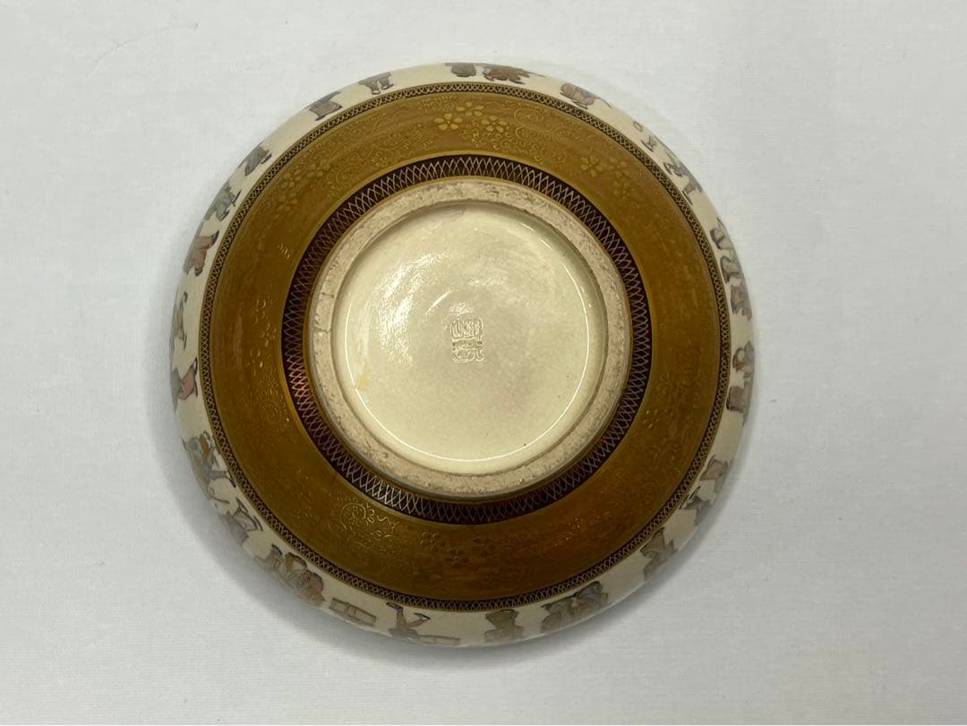 【錦光山】超絶技巧 薩摩 金蘭手 色絵 金彩 風俗図茶碗