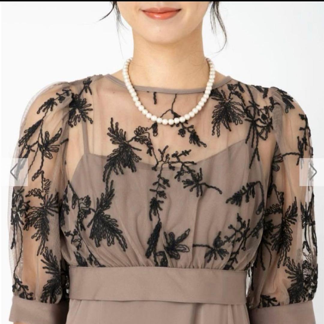 【新品】ドリードール 結婚式 バイカラーエンブロイダリーセットドレス　モカ/M