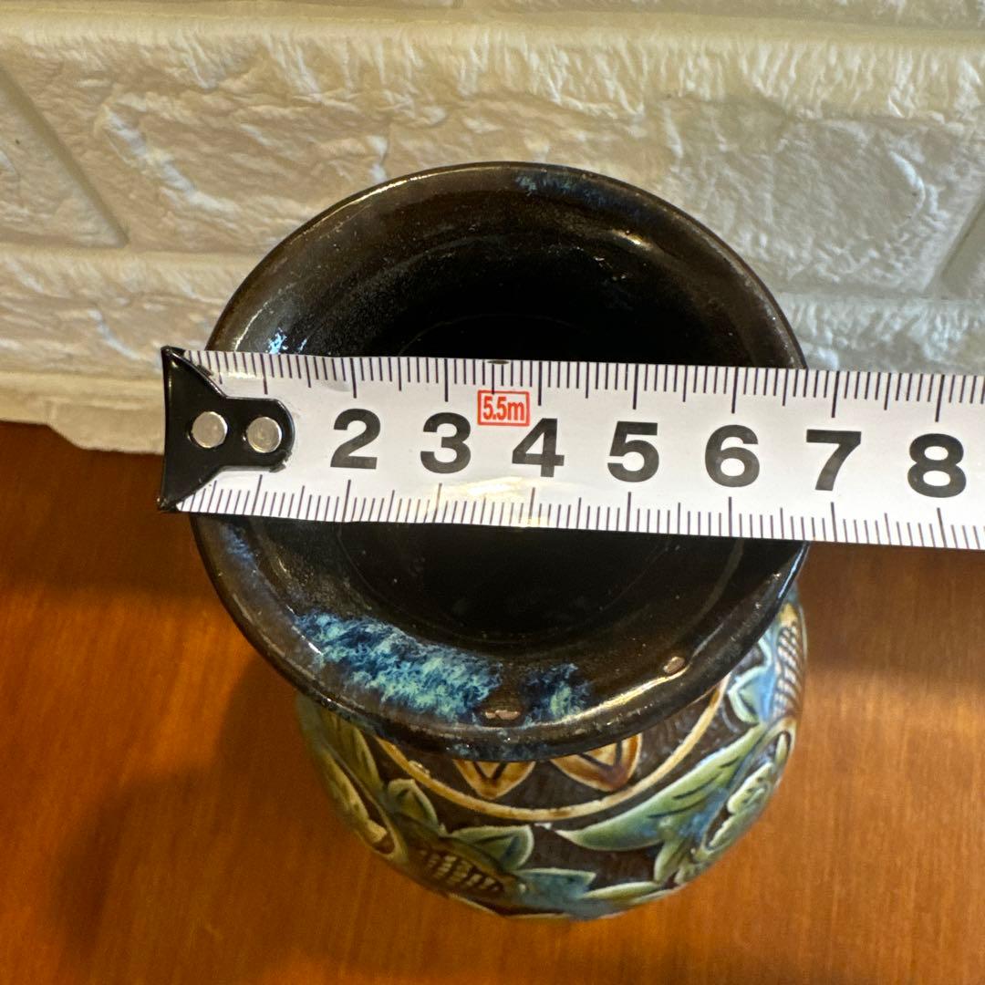 壺屋焼】故.小橋川永弘緑釉唐草壺