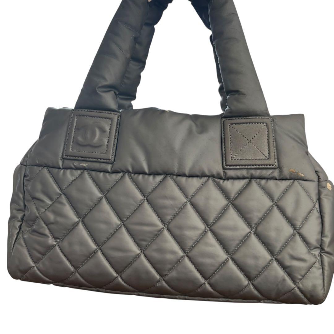 CHANEL コココクーン トートバッグ グレー ナイロン レザー