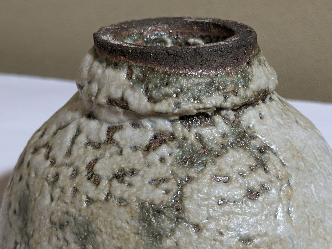 ♢茶道具 抹茶盌 竹節高台 唐津 益子焼？アンティーク 骨董品 コレクション