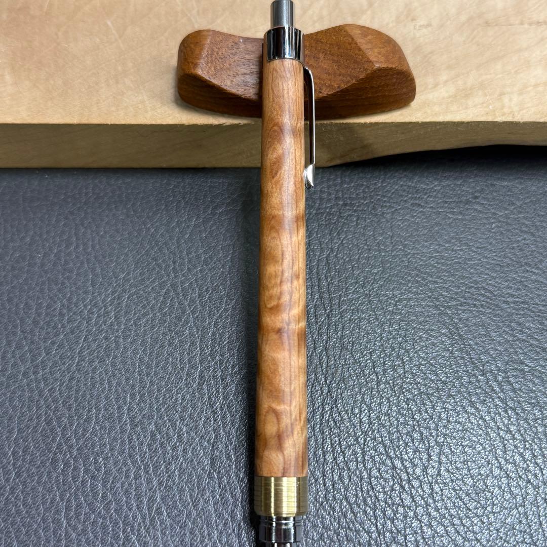 191屋久杉虎杢　木製シャーペン　最強低重心　溝付き　真鍮