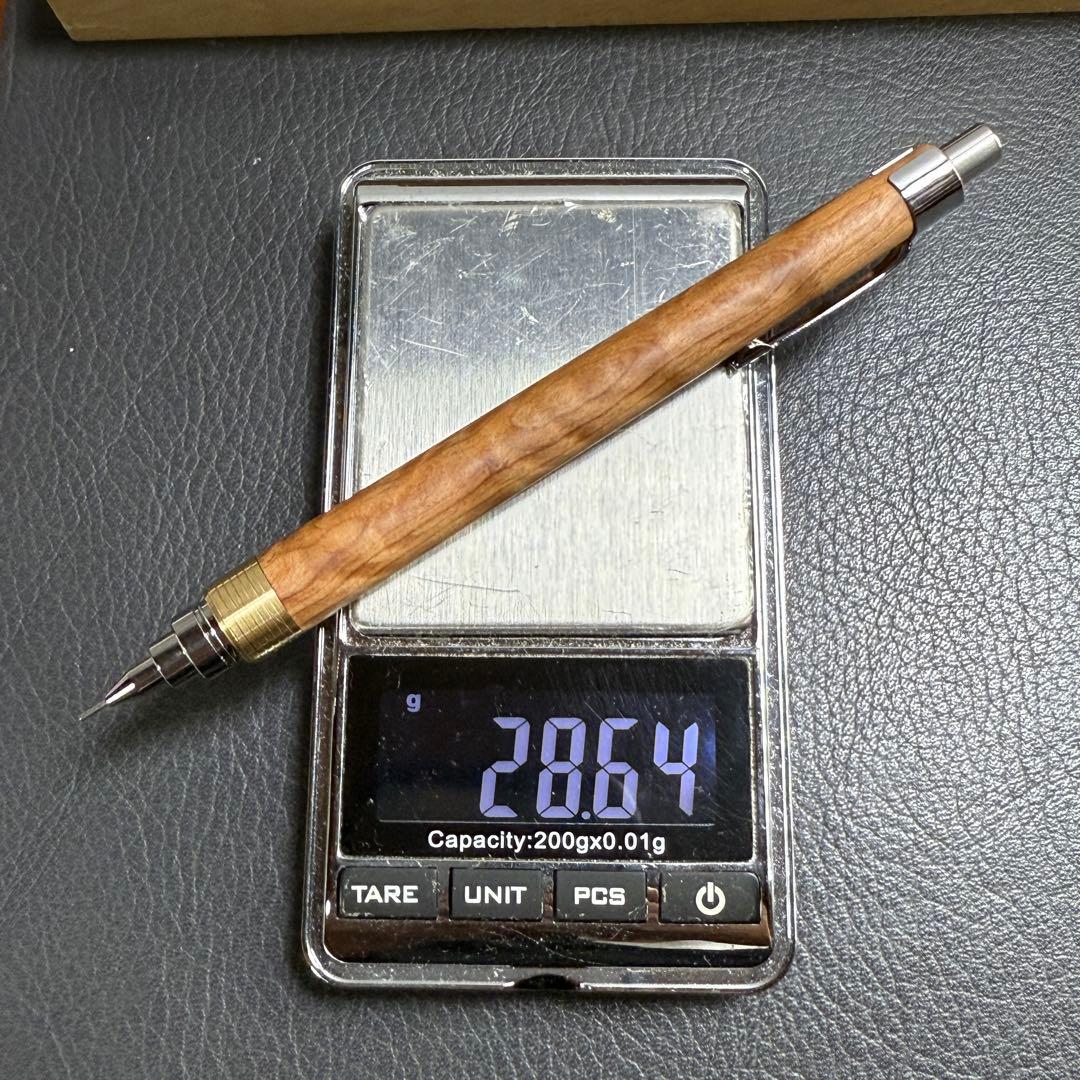 191屋久杉虎杢　木製シャーペン　最強低重心　溝付き　真鍮