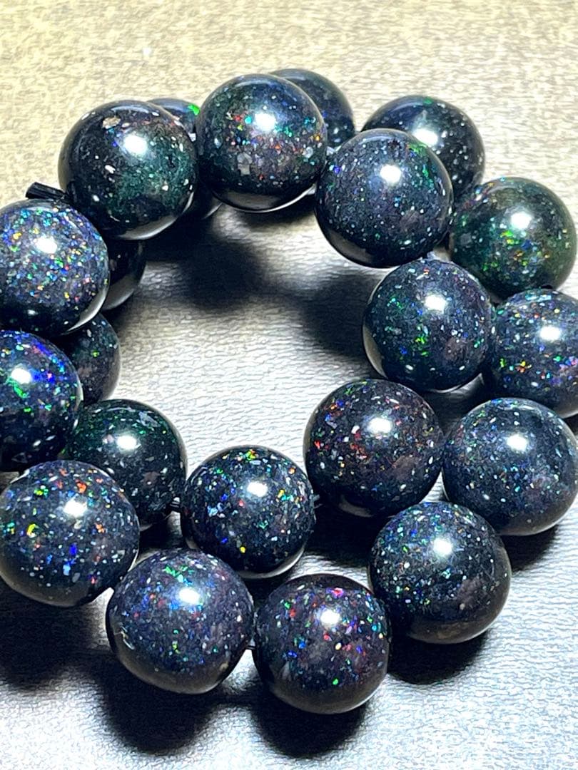 ハイグレード！！ブラックマトリックスオパールブレス約9.3㎜（新品）虹色遊色