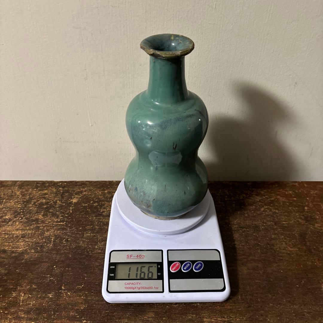 琉球 ユシビン 緑釉瓢形瓶 やちむん.壺屋焼.柳宗悦.民藝.アンティーク.李