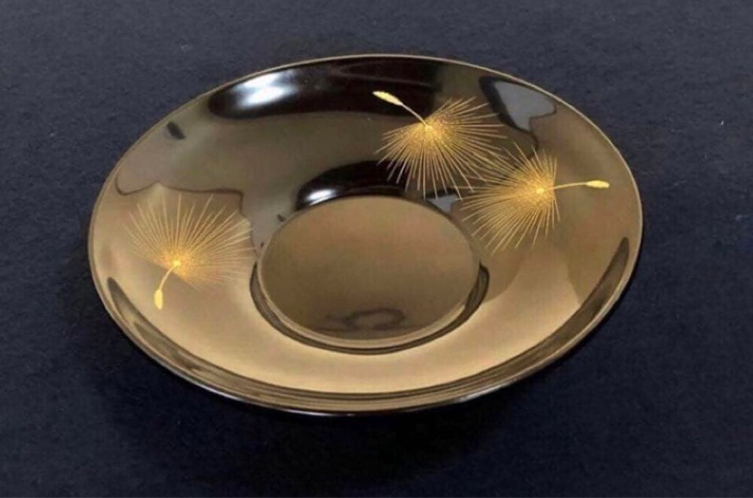 《レ》輪島塗 黒塗沈金飛花の図 茶托10客 小西啓介作 251030う2