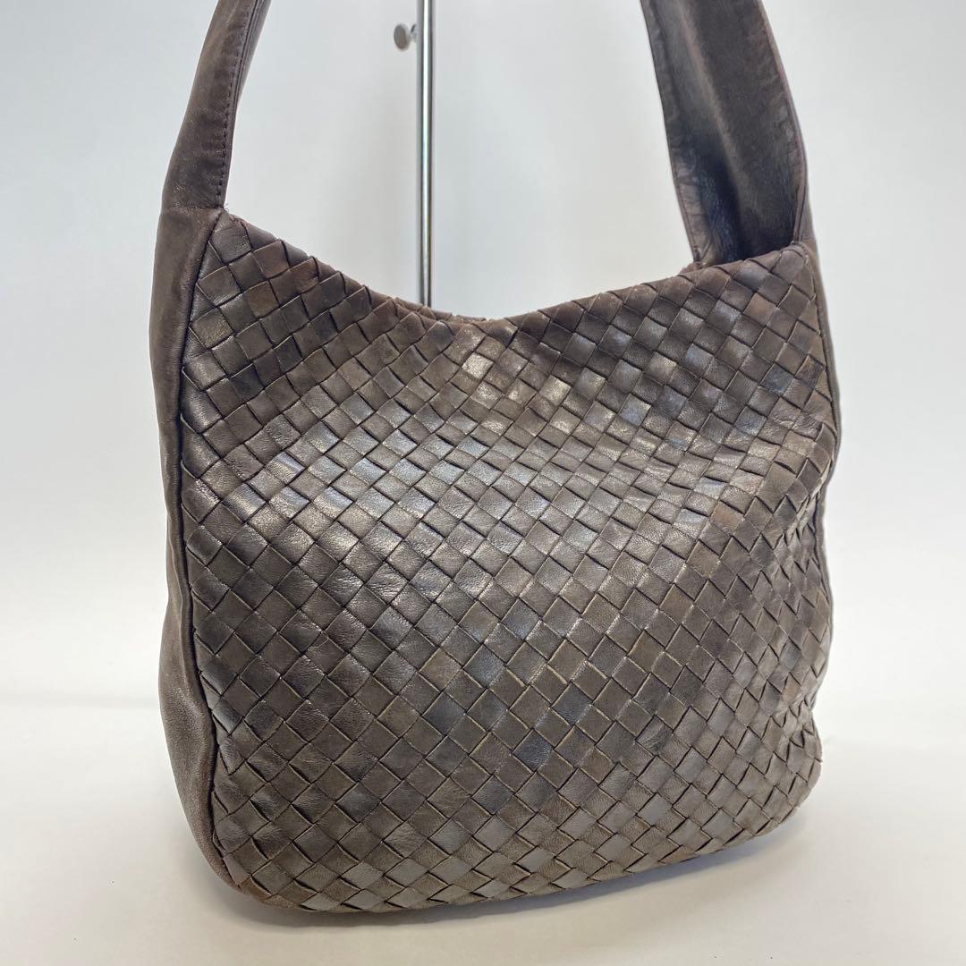 ボッテガヴェネタ ブラウン イントレチャート ワンショルダーバッグ