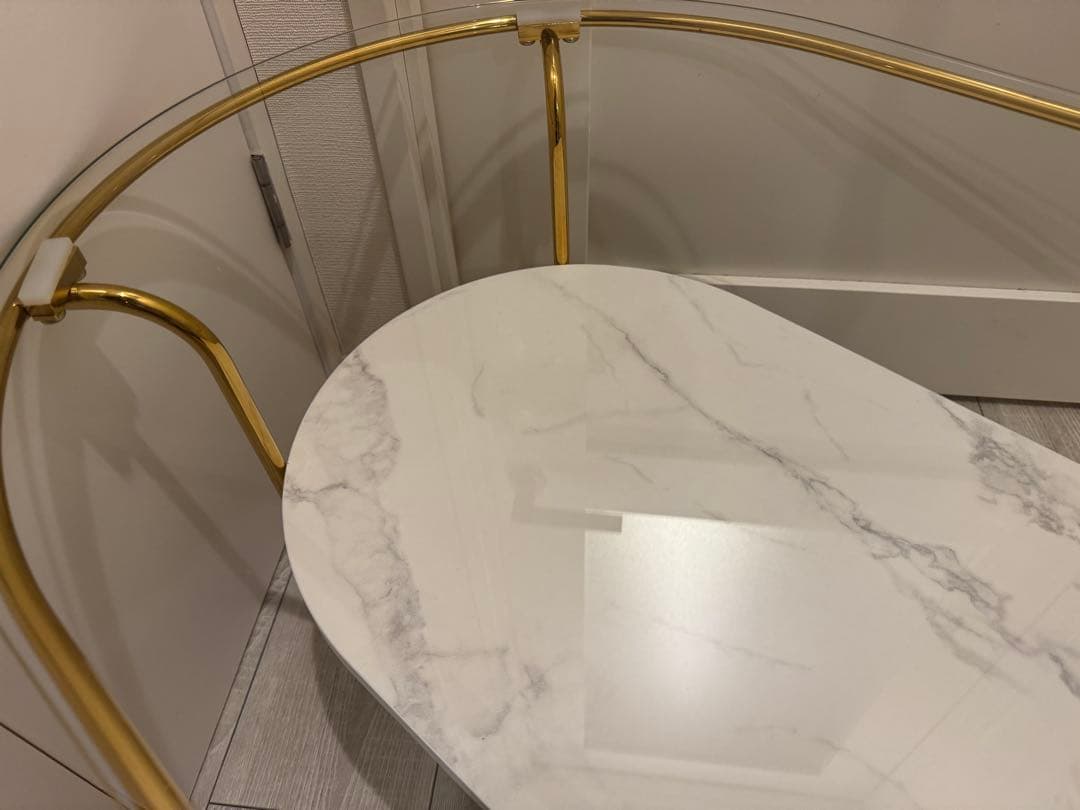 Francfranc レガート コーヒーテーブル Lゴールド×マーブル