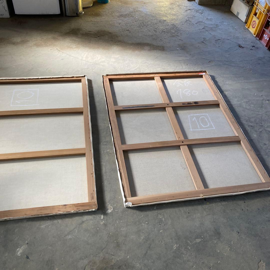 大型 F60号 青い絵 ブルー 油彩キャンバス 2点セット 引き取り可能