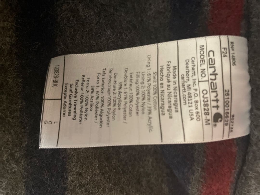 Carhartt ブラック リラックスフィットジャケット L