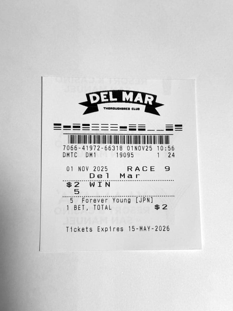 フォーエバーヤング BCクラシック 2025現地 単勝馬券｜フォーエバー