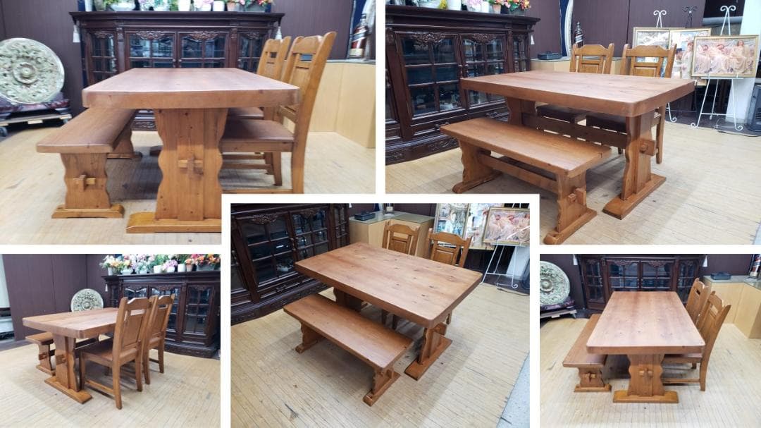 ラスカル 　ｌ51　パイン材 ベンチダイニング ４点セット