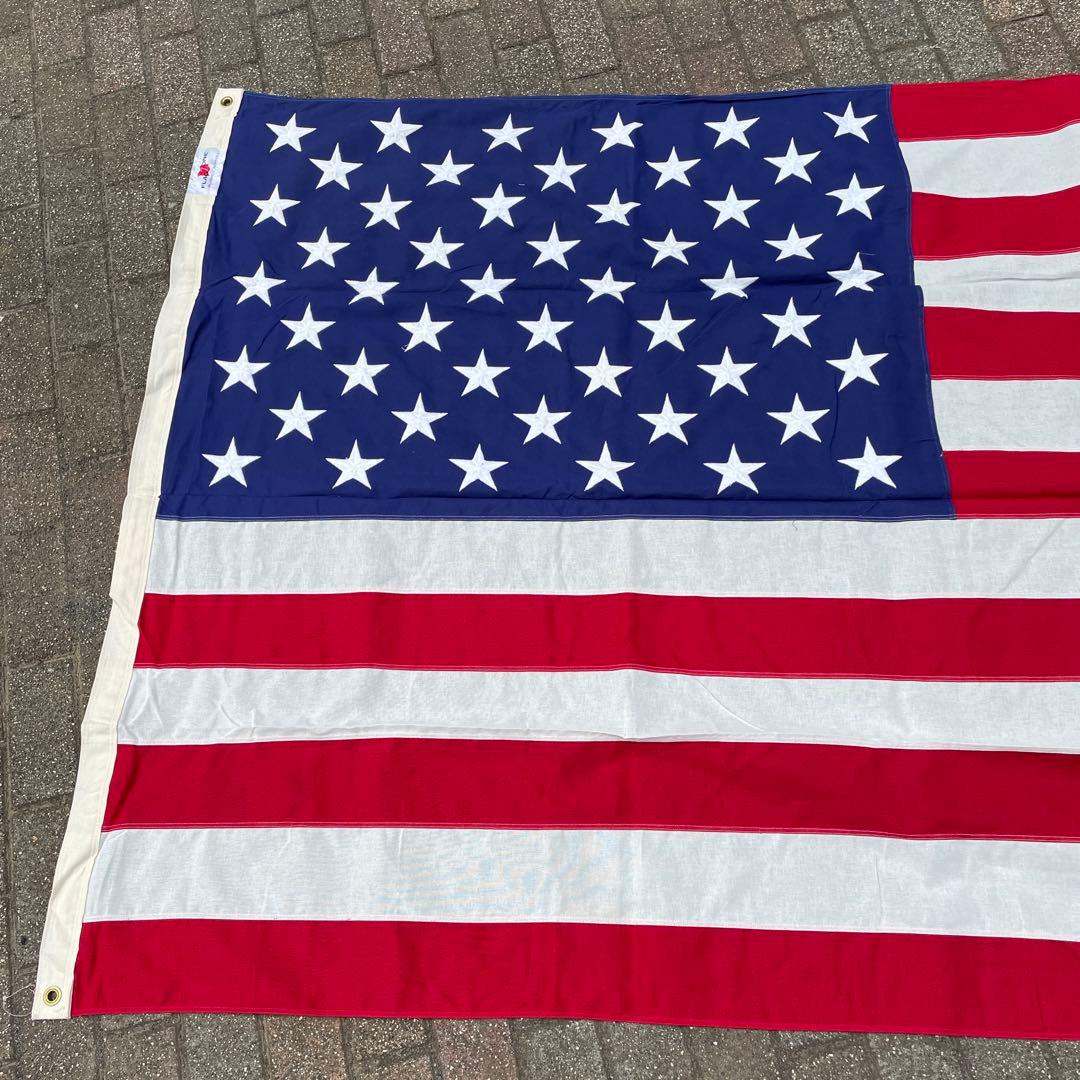特大！BIG アメリカヴィンテージ星条旗cottonフラッグ　USAアンティーク
