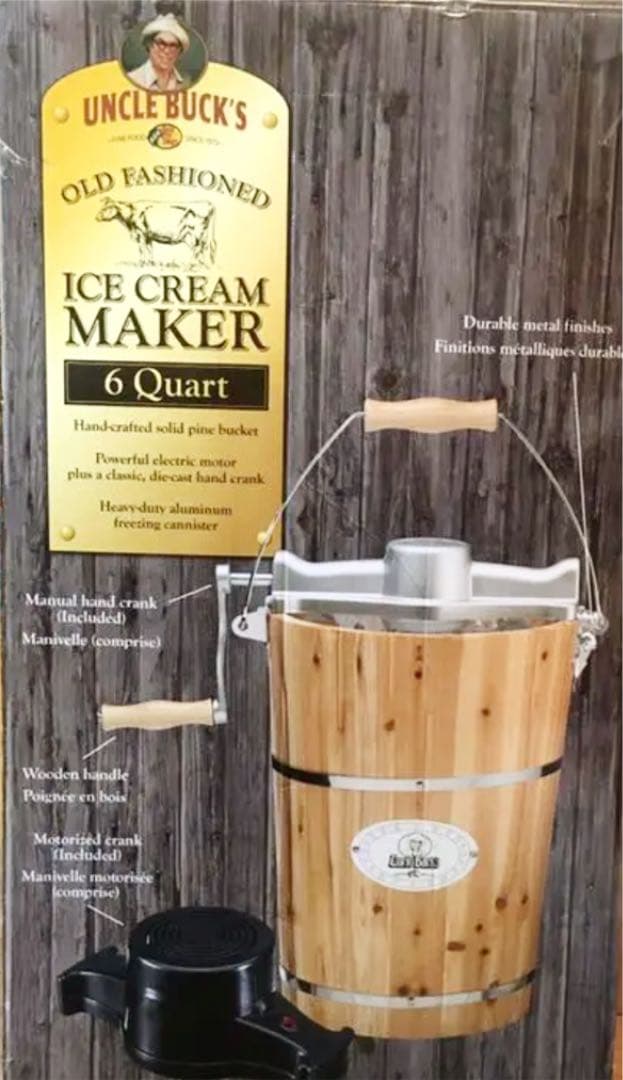 売約すみ 木製(松)巨大アイスクリームメーカー電動兼手動 変圧器付き日本で