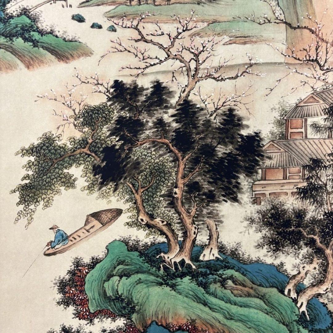 四尺中堂 中国伝統 山水画 春江垂釣 掛け軸 明代山水 - メルカリ