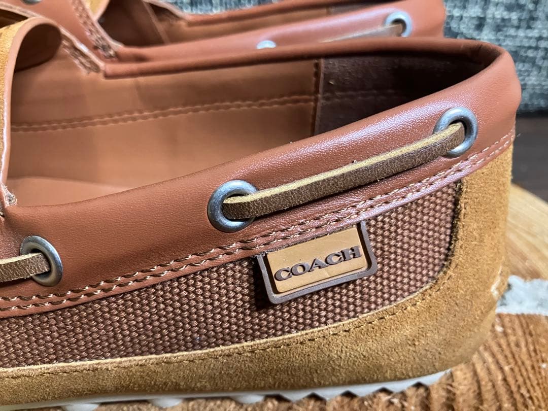 【極美品】 COACH コーチ　スウェード×レザー　デッキシューズ