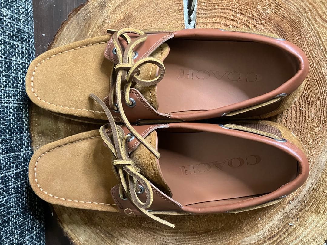 【極美品】 COACH コーチ　スウェード×レザー　デッキシューズ