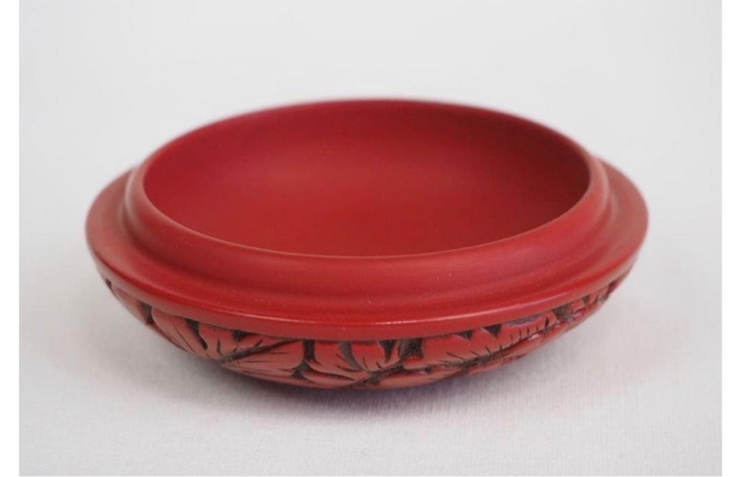 送料無料　作家在銘　村上堆朱　牡丹紋香合　茶道具