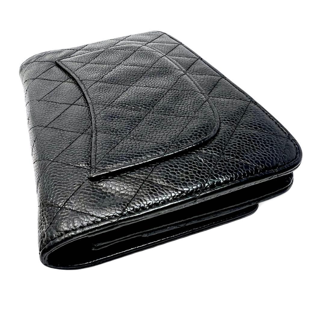 CHANEL シャネル キャビアスキン マトラッセ チェーンウォレット 長財布