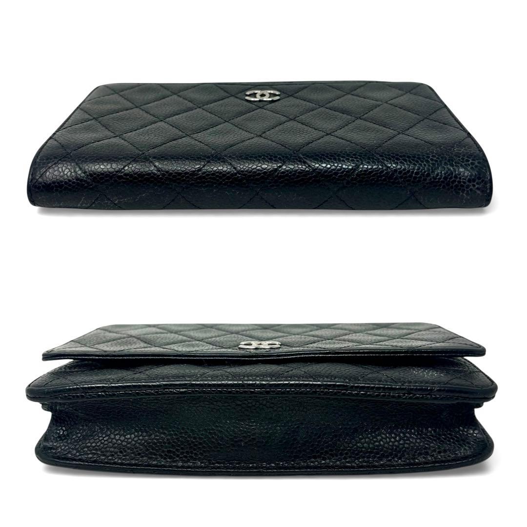 CHANEL シャネル キャビアスキン マトラッセ チェーンウォレット 長財布