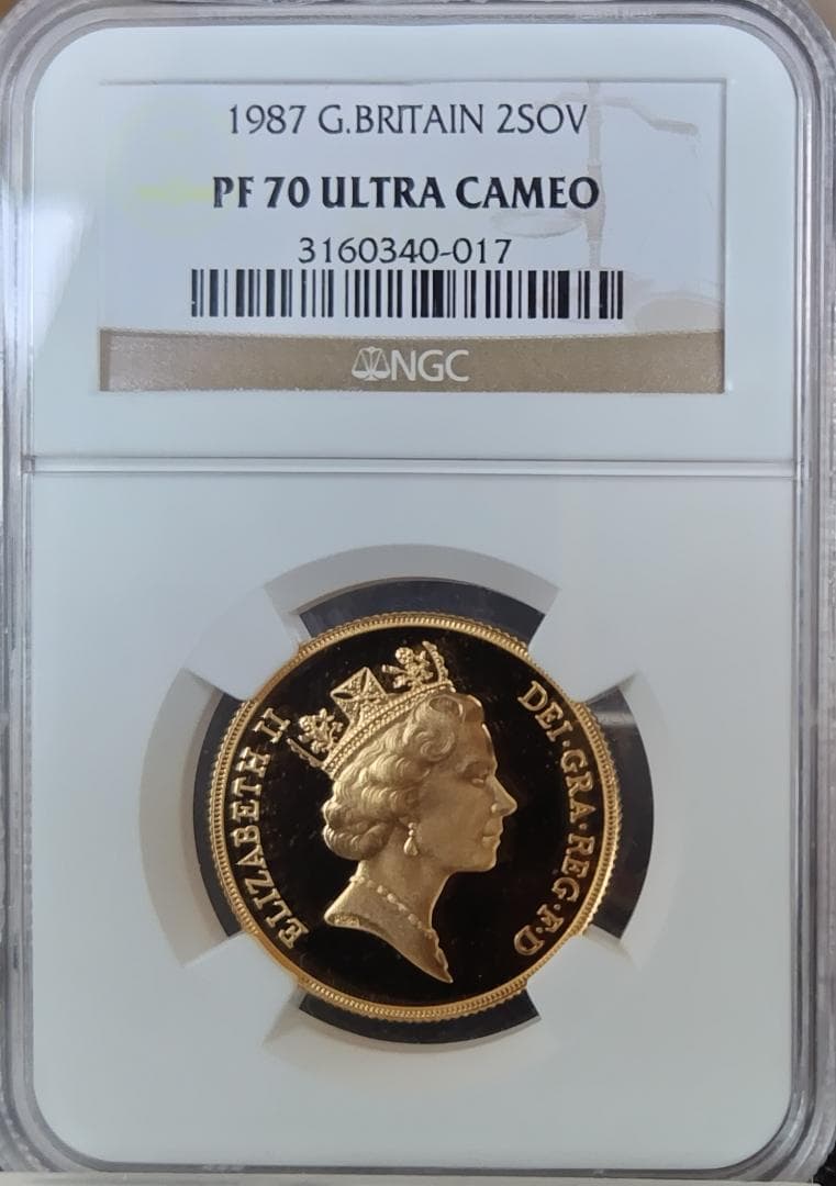 1987年/イギリス/PF70/ミドルエリザベス/金貨/2ソブリン/NGC 1987年/イギリス/PF70/ミドルエリザベス/金貨/2ソブリン/NGC