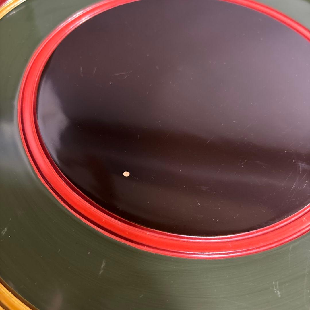 長野横笛　丸盆　５膳　共箱