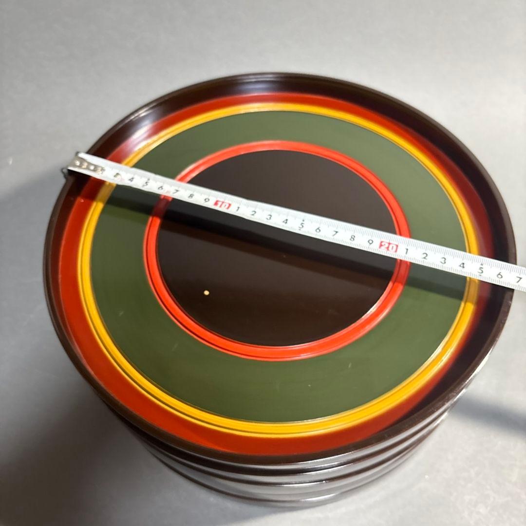 長野横笛　丸盆　５膳　共箱