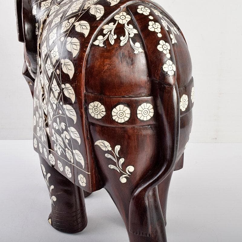 中国 唐木紫壇製 獣骨象嵌装飾 インド象 置物 V R4905B - メルカリ