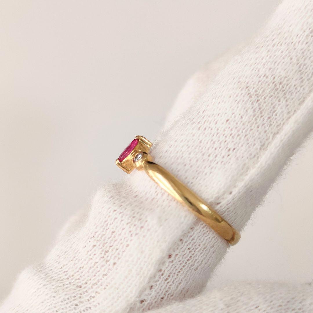 K18　天然石ルビー　天然ダイヤモンド　リング　指輪　ゴールド　ルビー　11