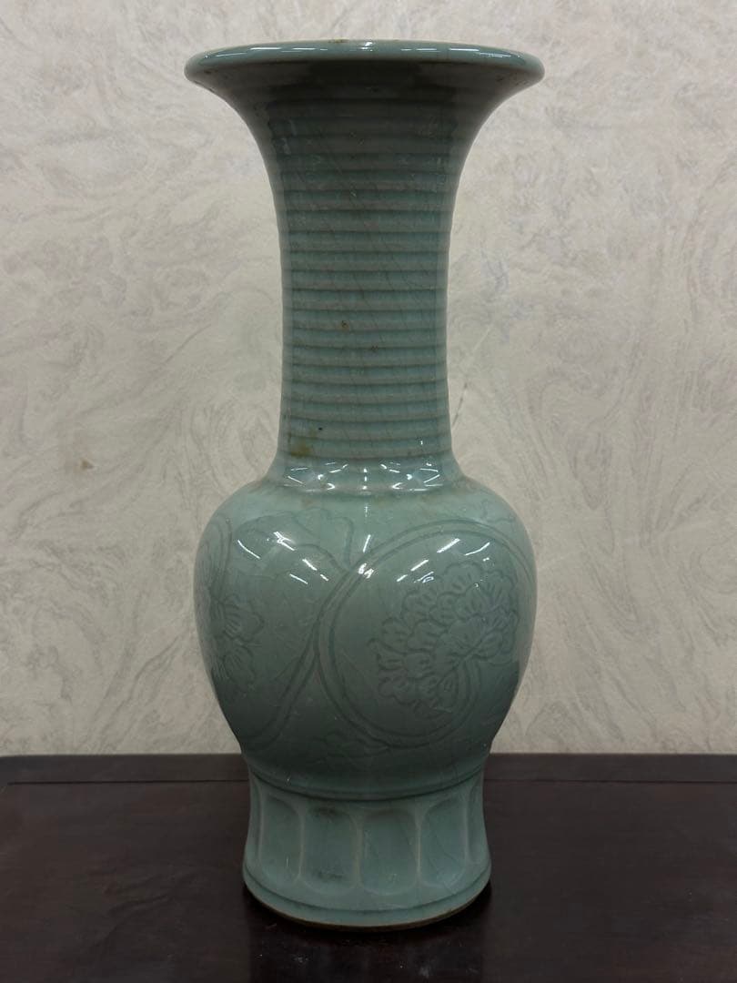 中國古美術 青磁花瓶 龍泉窯 茶道具 煎茶器 置物 - メルカリ