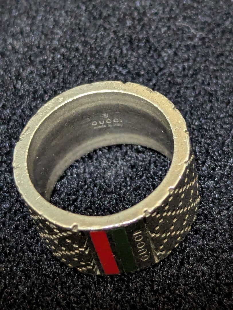 GUCCI ロゴ入り ストライプ リング19号