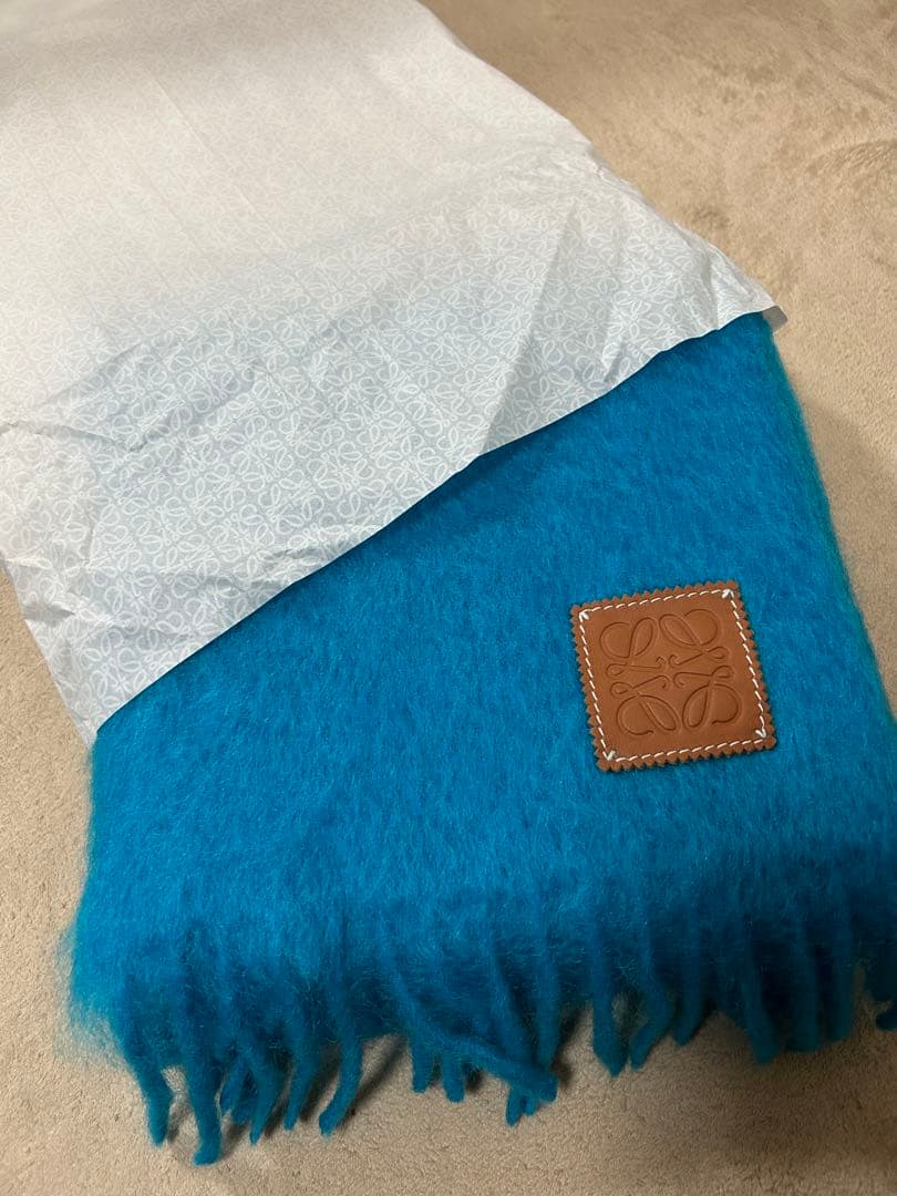 ロエベ 新品モヘアマフラー 青 LOEWE 新品！LOEWE ロエベ モヘア