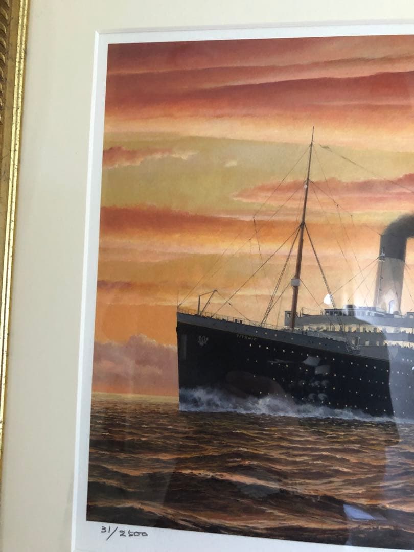 鑑定団 タイタニック号 夕景 絵画 リトグラフ 版画 初期刷り 野上隼夫