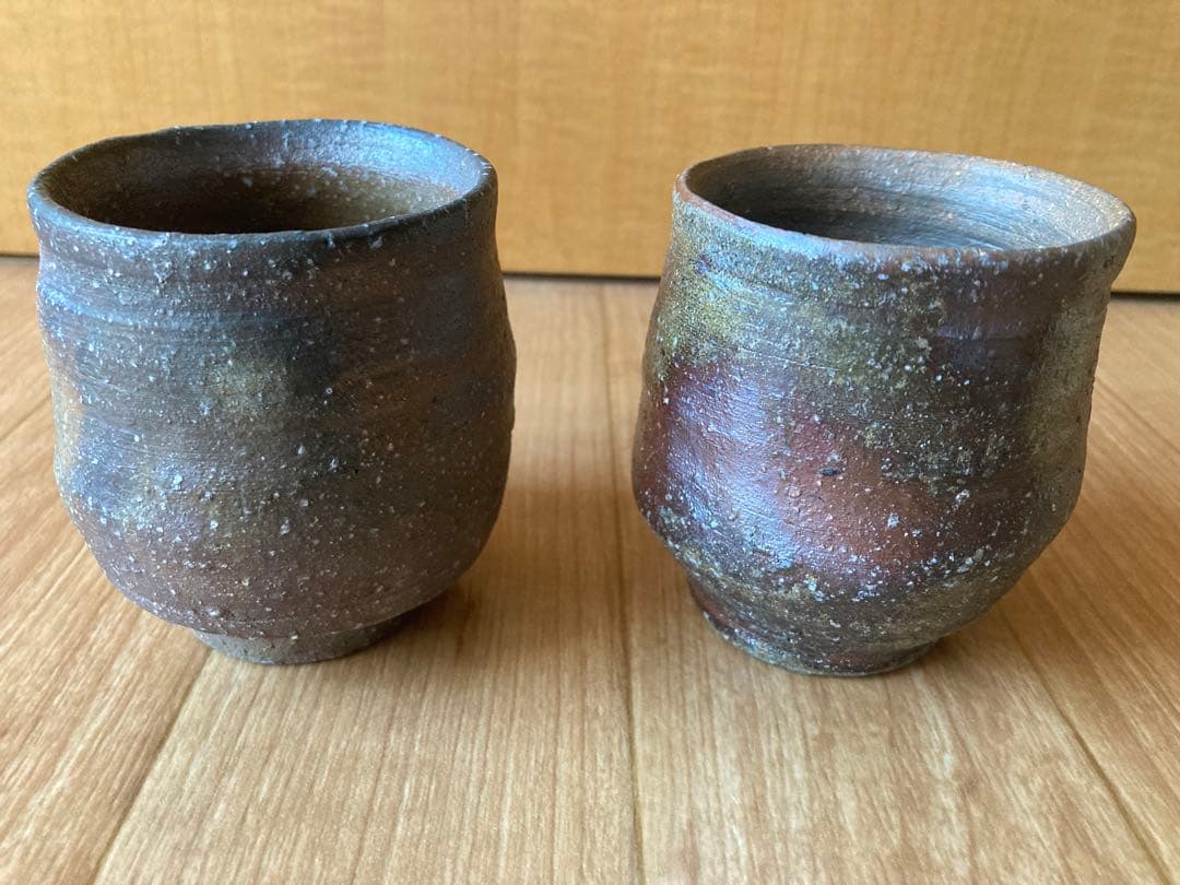 陶芸家 備前 荻野雅也 湯呑み 2個セット 木箱付き