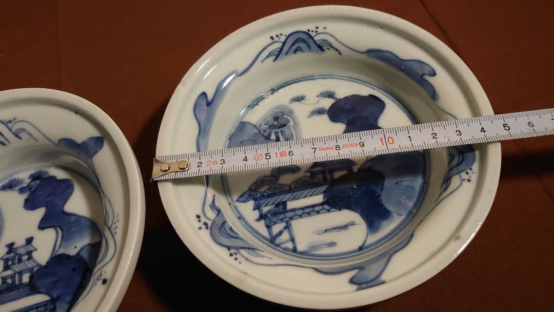 古伊万里　伊万里　染付　山水　菓子鉢　アンティーク伊万里　２客