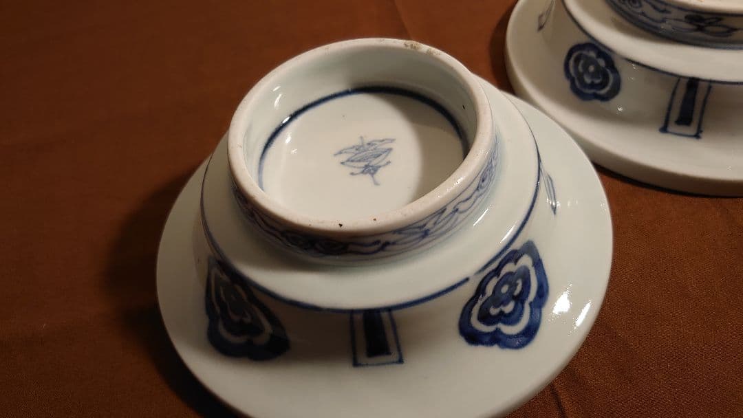 古伊万里　伊万里　染付　山水　菓子鉢　アンティーク伊万里　２客