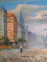 【真作】絵画　油彩6号　ヨーロッパ街景　印象派風　都市のひととき　W193
