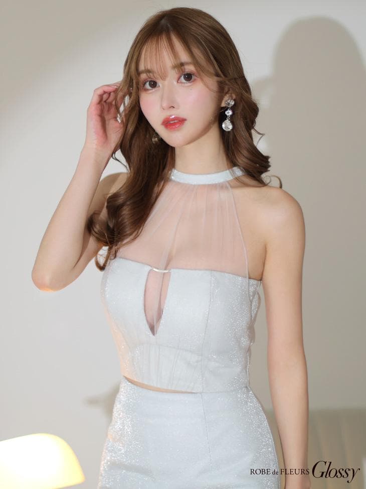 【人気のXS】ROBE de FLEURS ホルターネックxラメ セットアップ