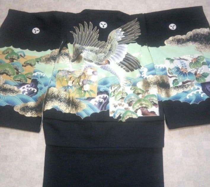 【七五三五歳男の子】正絹羽織袴セットクリーニング済み