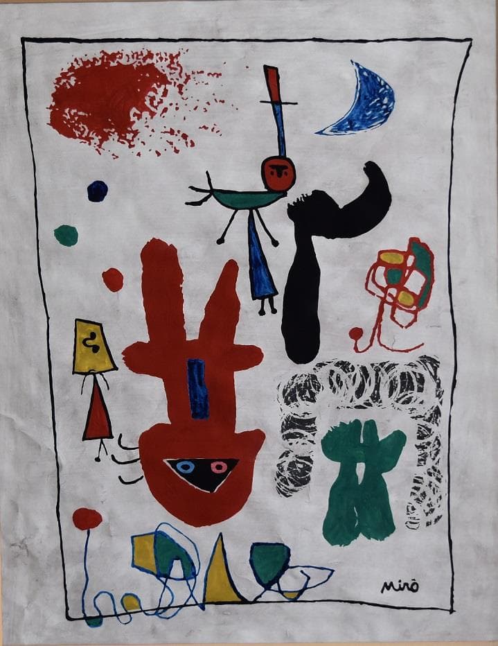 20世紀最大の巨匠 ジョアン・ミロ 画伯肉筆作品 インテリア 記念品