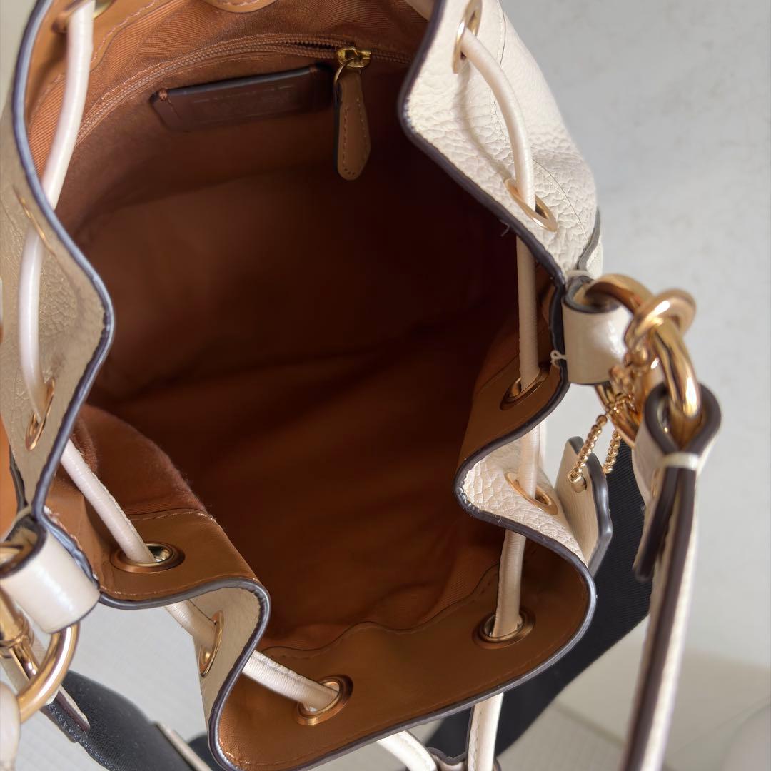 コーチ デンプシー ショルダーバッグ 巾着 2way レザー アイボリー