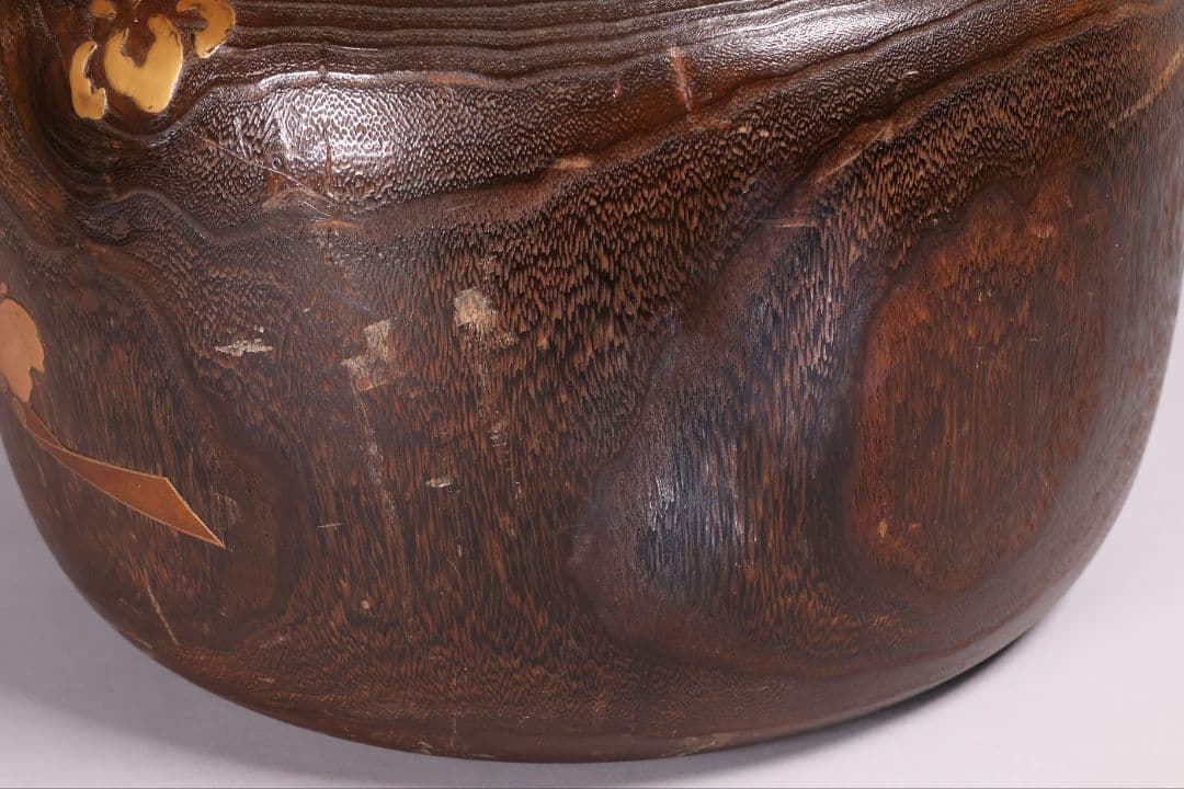 尺参 桐火鉢 金蒔絵 螺鈿細工 幅38.8cm 桐紋 菊 草花 扇面【MB31】