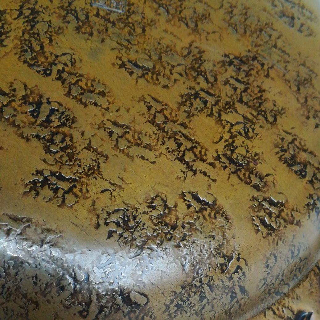 古い時代 ブロカント 銅 皿 花リム