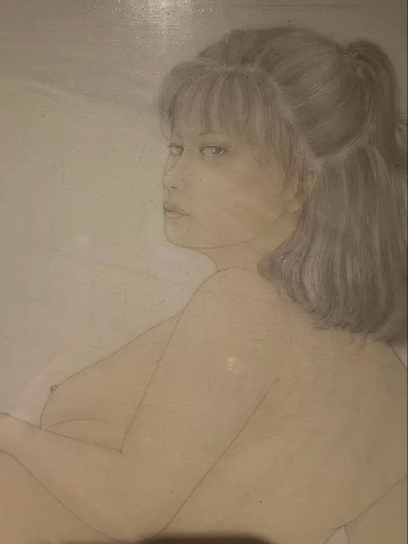 栗原喜依子【横たわる裸婦】　肉筆油彩画　直筆サインあり