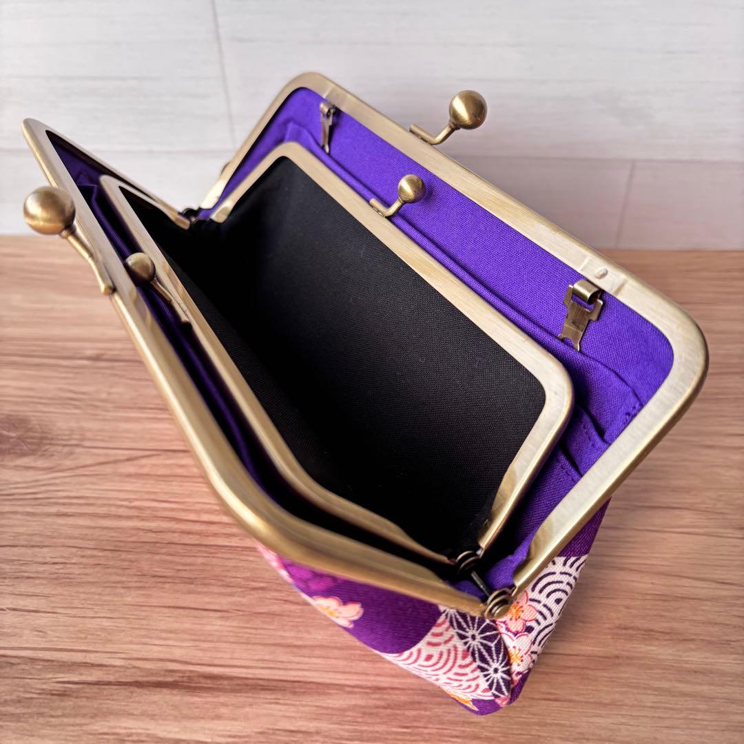 和風 柴犬柄 がま口長財布｜癒し系デザイン・カード収納たっぷり・ハンドメイド