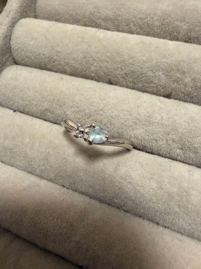 アクアマリン　メレダイヤモンドリング　K14 WG ホワイトゴールド 11号