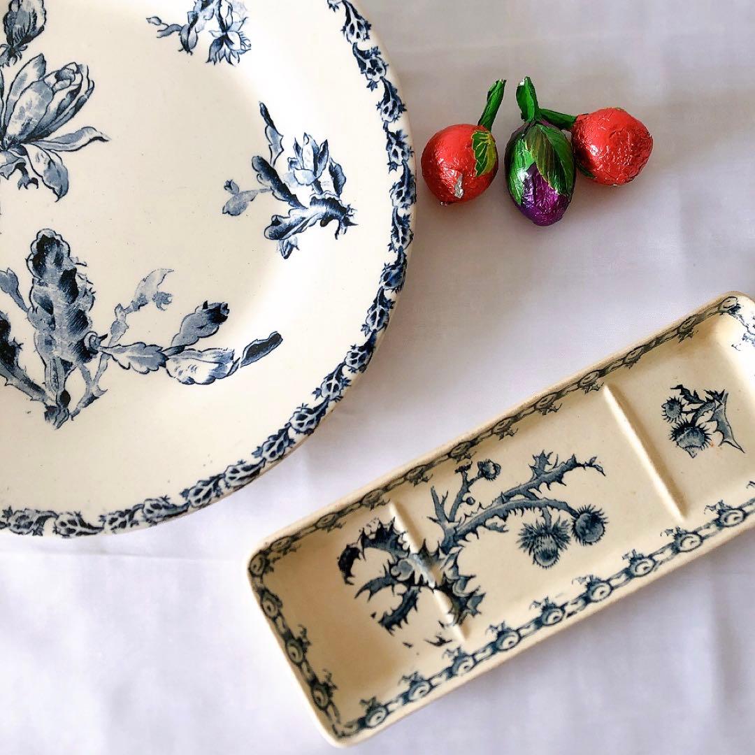 ジアン CACTUS サボテン トゥースディッシュ ブルー アンティーク食器