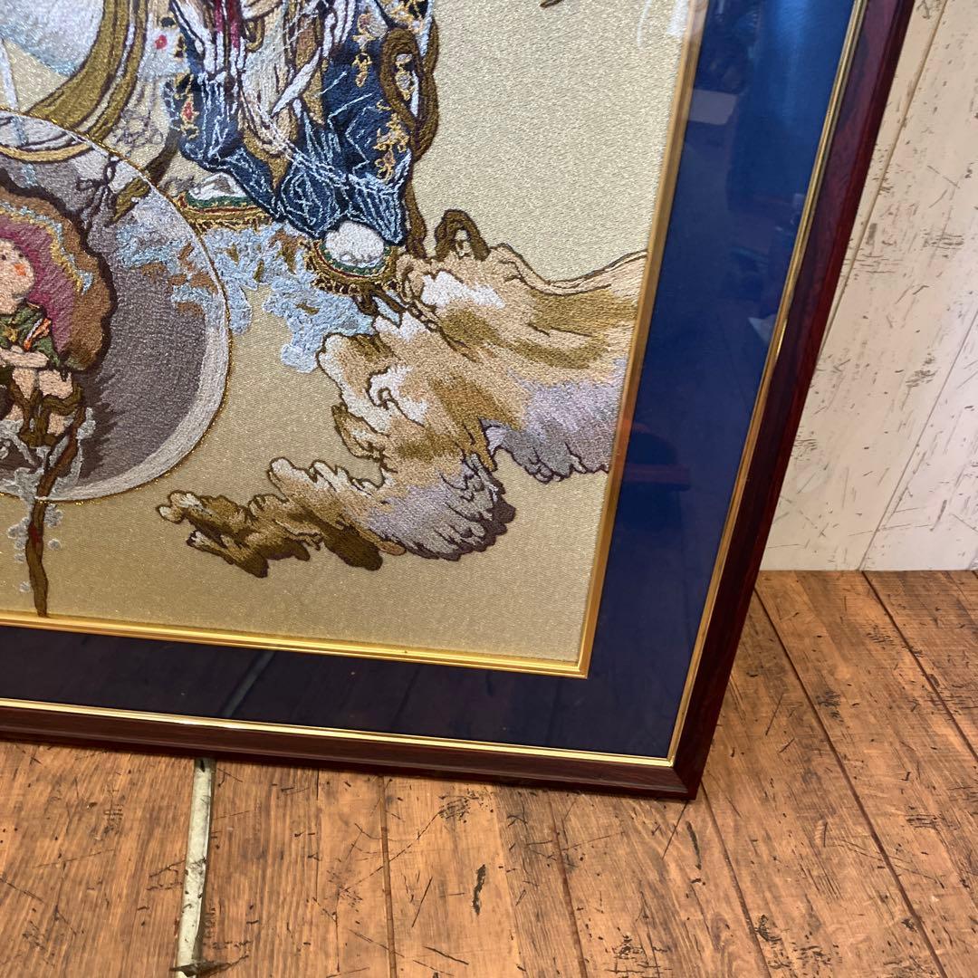 昭和レトロ 慈母観音図 着色絹本 仏画 仏教美術 悲母観音 刺繍画 刺繍