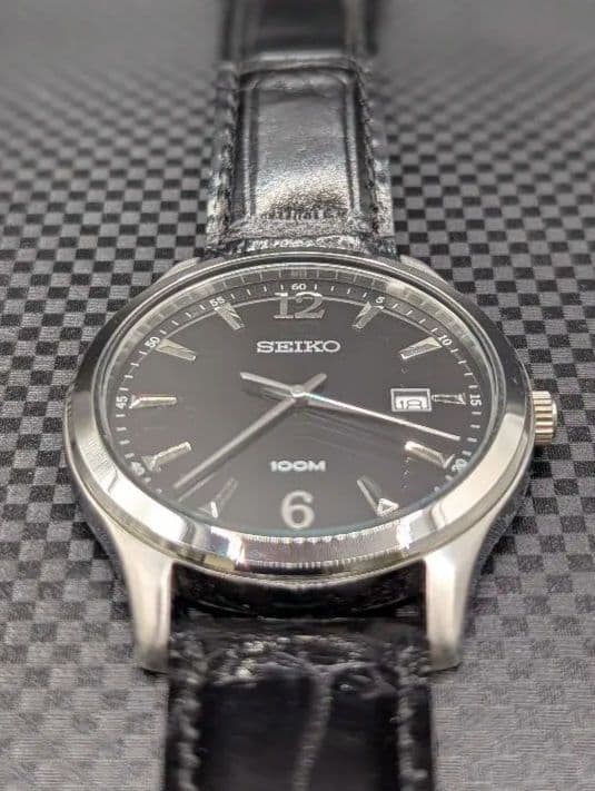 SEIKO セイコー デイト クォーツ ブラック文字盤 6N42-00B0