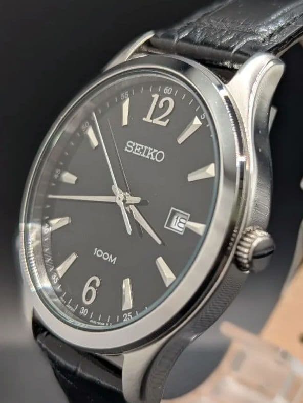 SEIKO セイコー デイト クォーツ ブラック文字盤 6N42-00B0